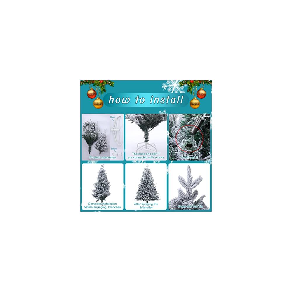 Authentischer künstlicher Weihnachtsbaum Schneebeflockt 21 m mit Metallständer für Zuhause Büro und Party - Vollständiger Baum für festliche Freude - Ein nützliches und glückliches Geschenk