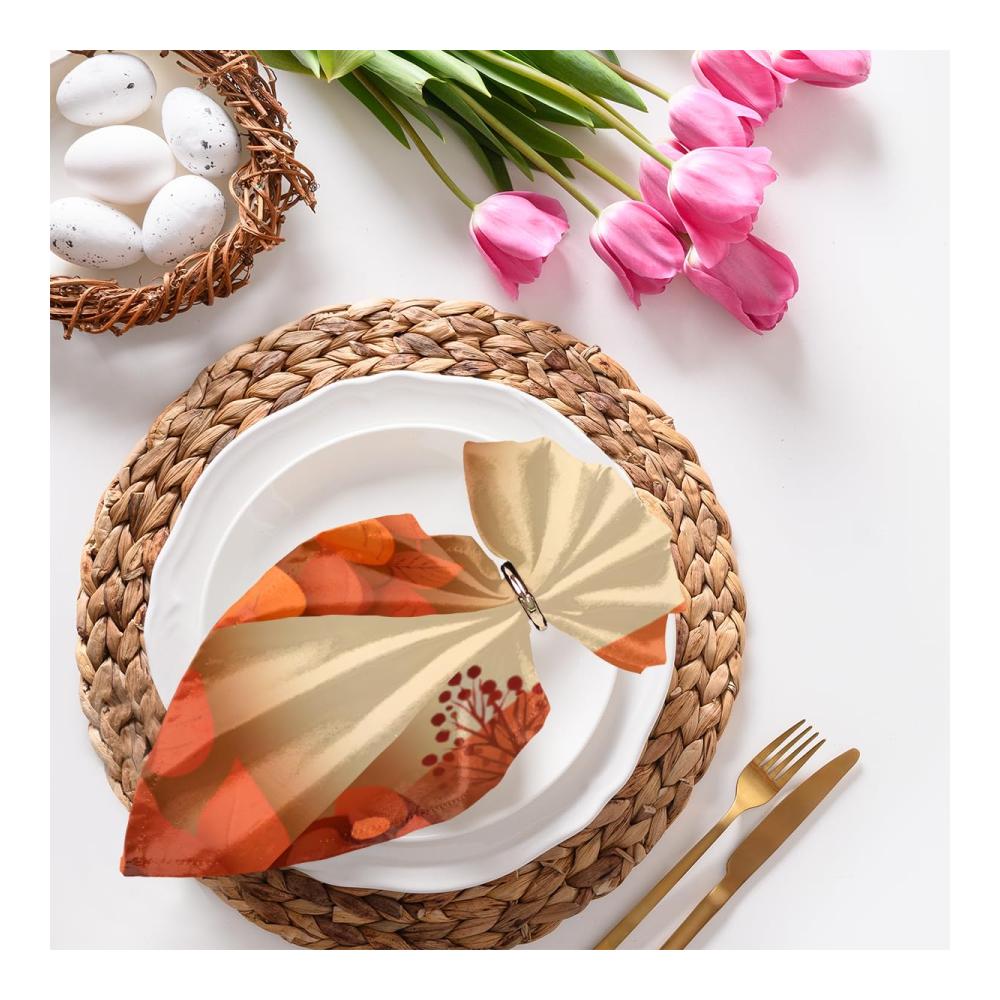Entdecken Sie die Eleganz Herbstblätter Stoffservietten | Waschbar & Wiederverwendbar | Gesäumte Kanten für Zuhause Hochzeit Party | Dekorative Tischdekoration | 6 Stück 50.8 x 50.8cm