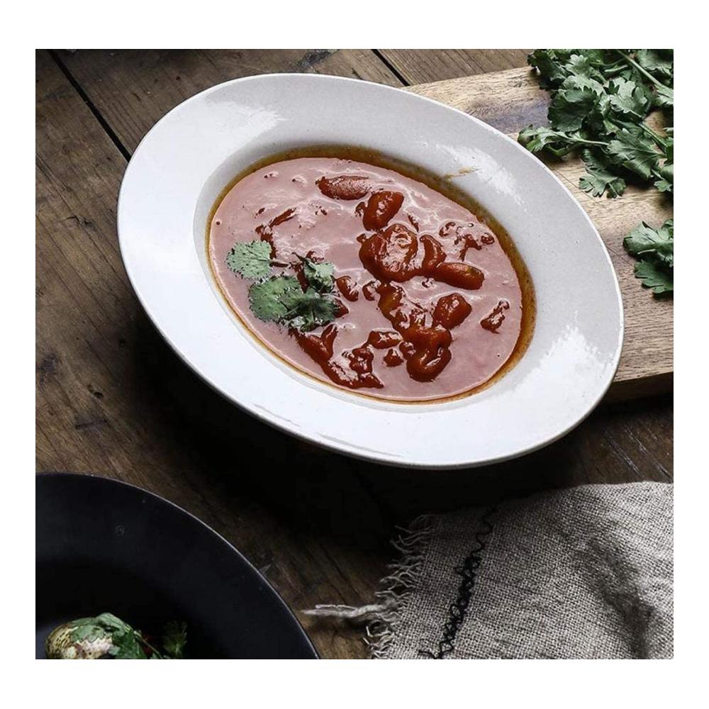 Exquisite ovale Suppenteller - Premium Keramik für Japanische Küche - Tiefe Teller für Pasta und mehr - Weißes Geschirrset für den Haushalt