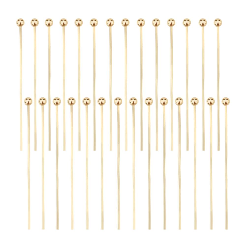 Schmuckherstellungs-Sets 200 Stück/Box 18 Karat Vergoldete Kugelkopfstifte aus Messing 30 mm für DIY-Herstellung von Charm-Perlen - Kopf 2 mm