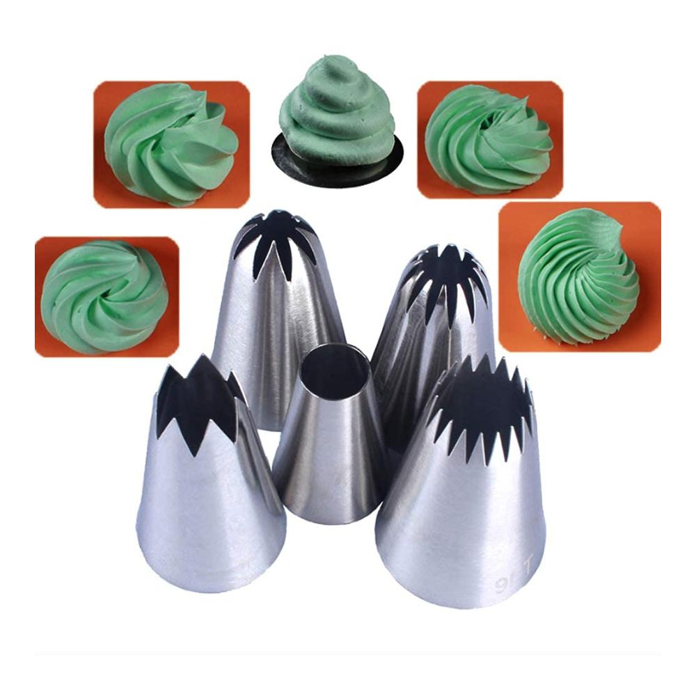 Entfesseln Sie Ihre Kreativität mit unseren hochwertigen Spritztüllen! Perfekt für exquisite Kuchendekorationen - 5 vielseitige Stücke für Meisterwerke zuhause. Backspaß garantiert