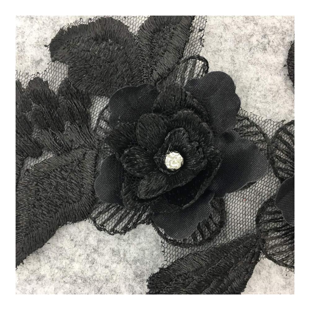 1 Stück Eleganter Schwarz-Spitzenkragen mit Pailletten-Applikation für DIY Hochzeitskleider und Handwerksprojekte - Edles Zubehör für individuelle Näharbeiten