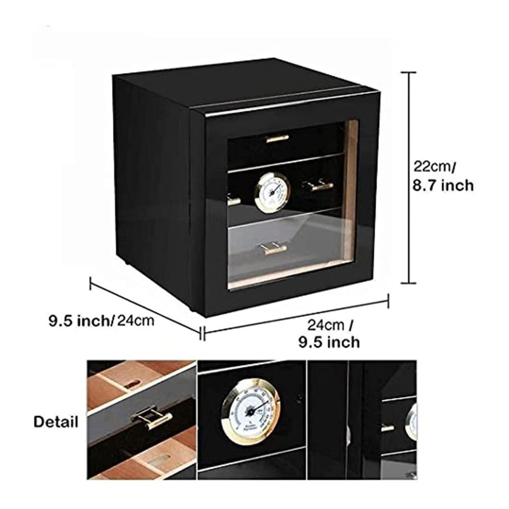 Premium Zigarren-Humidor-Schrank Spanisches Zedernholz 3 große Schubladen für 50 Zigarren mit Hygrometer und Luftbefeuchter - Luxuriöse Aufbewahrung für Ihren Genuss