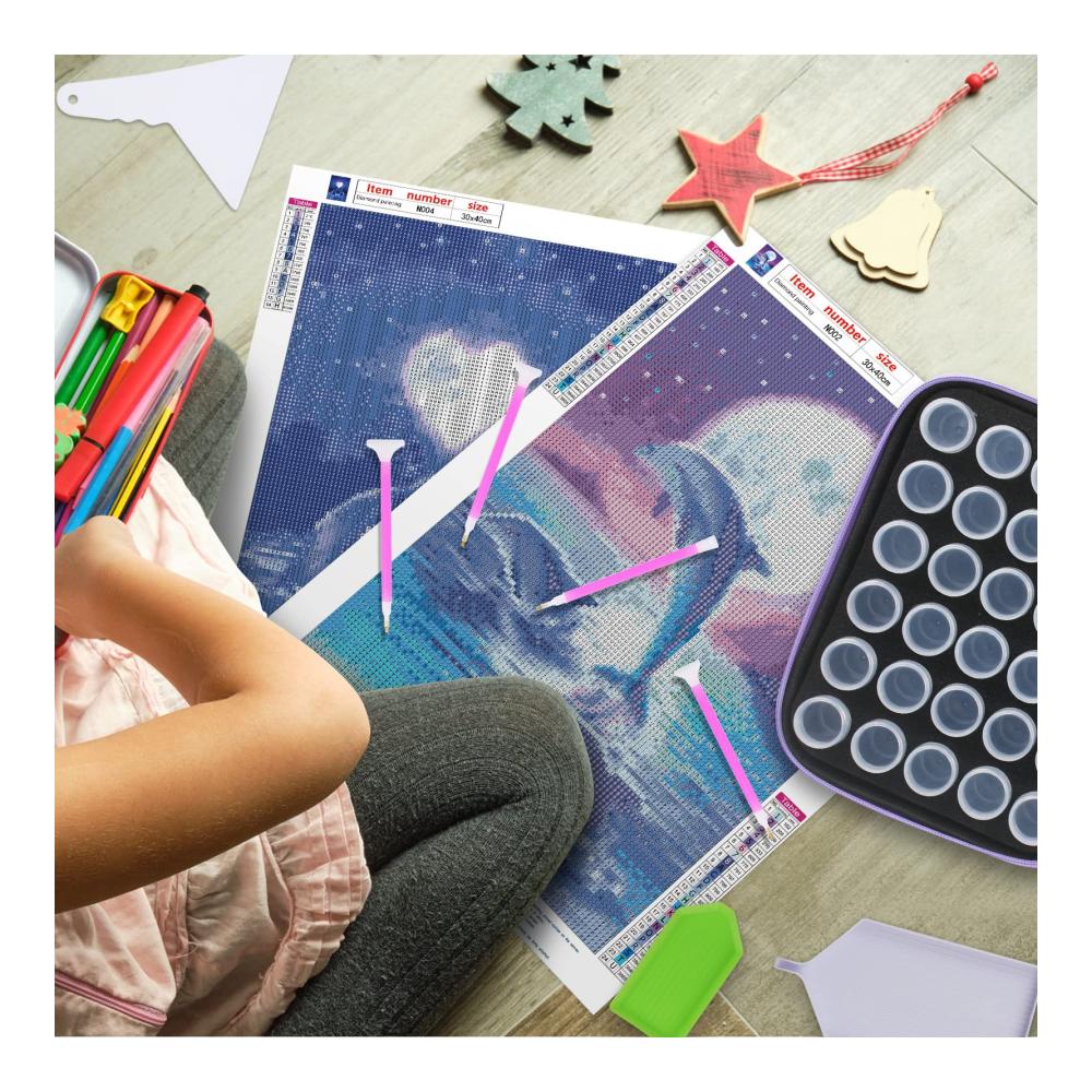 Diamantmalerei Zubehör Organizer Box Set - 30 Teile inkl. Koffer für 5D Diamantmalerei - Aufbewahrungsbox für Strass Perlen Nägel - DIY Werkzeuge & Zubehör für Künstler und Handwerker