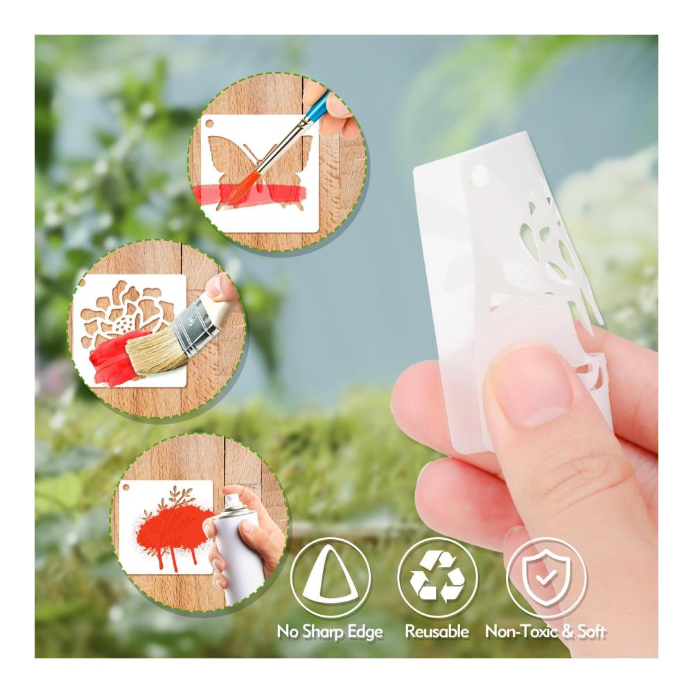 Kreative Meisterwerke gestalten! 100-teiliges Schablonen-Set für Zeichnen Malen und DIY-Kunst. Blumen Blätter Vögel - Wiederverwendbare Kunststoff-Schablonen für Holz Boden Scrapbooking und Handwerk