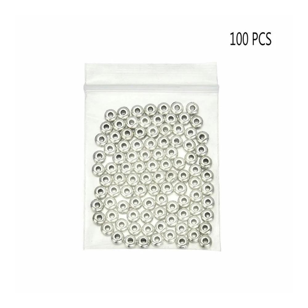 100-teiliges Set Versilberte 5mm Metallperlen für DIY Schmuckherstellung - Perfekte Spacer und Dekoration für Armbänder und mehr