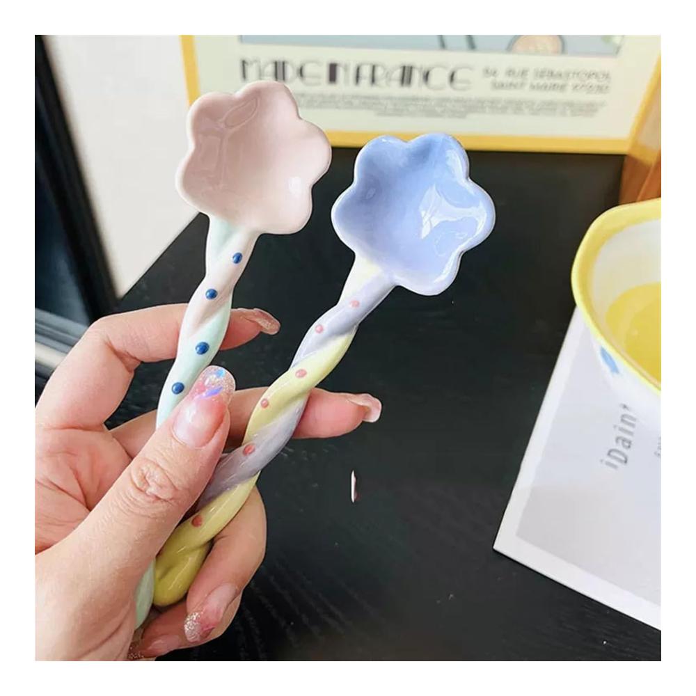 Keramik Suppenlöffel Set – Hochglanzlöffel für stilvolles Servieren von Suppen und Desserts – Haushaltslöffel für besondere Genussmomente (Farbe