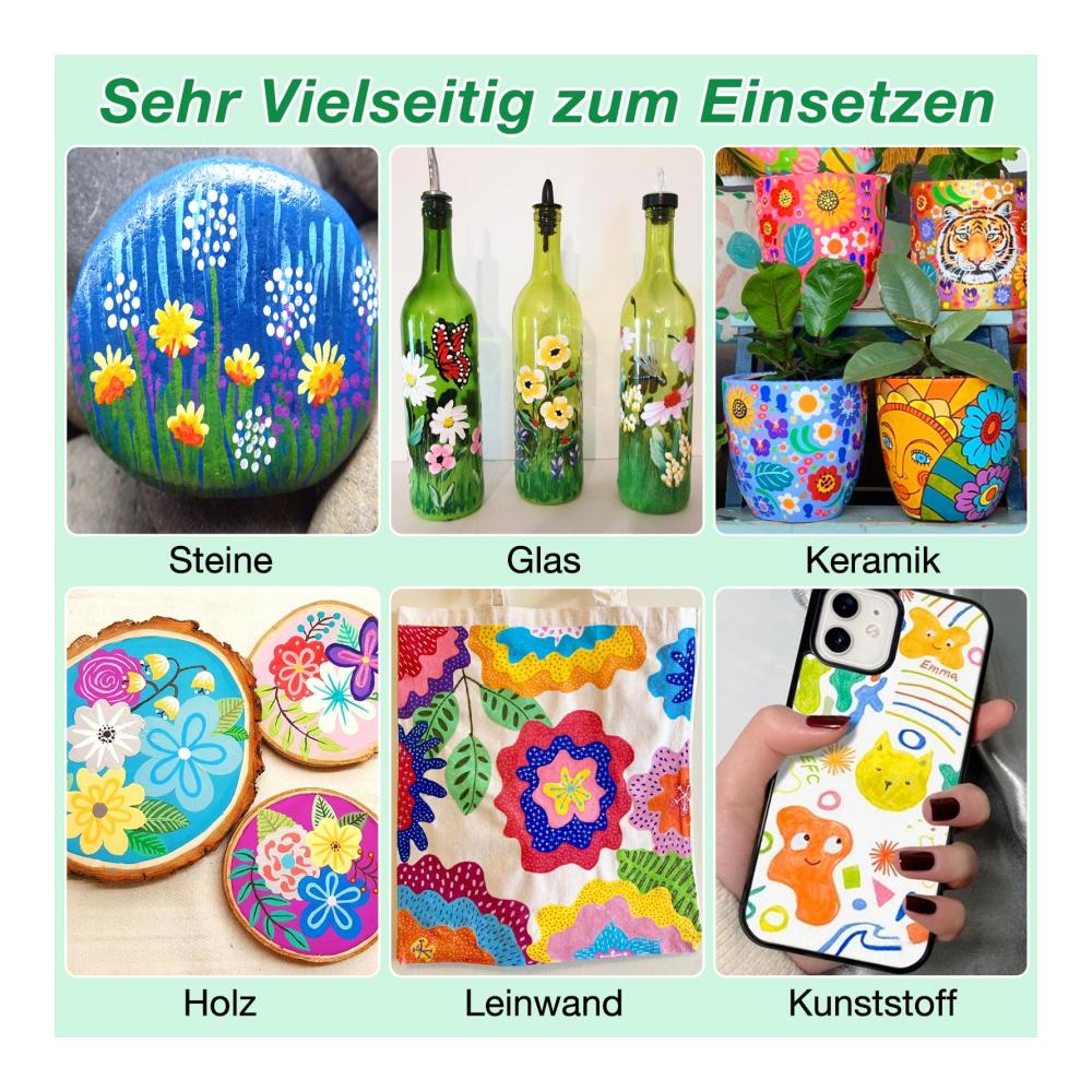 Premium Acrylstifte Set - 24 wasserfeste Marker & Filzstifte für Steine Holz Papier & mehr! Dual Tip für präzises Malen. Ideal für Kunstprojekte DIY und Kinder. Schnelltrocknend & langlebig