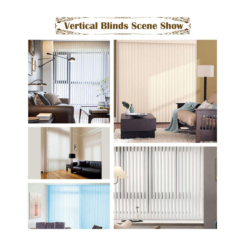 Hochwertiges Komplett-Set Weiße Verdunkelungslamellen-Paneele für Fenster und Türen - Vertikale Jalousien für Zuhause - Ideal für Schlafzimmer Wohnbereich und Badezimmer - Inklusive 9cm breiter Stoffe