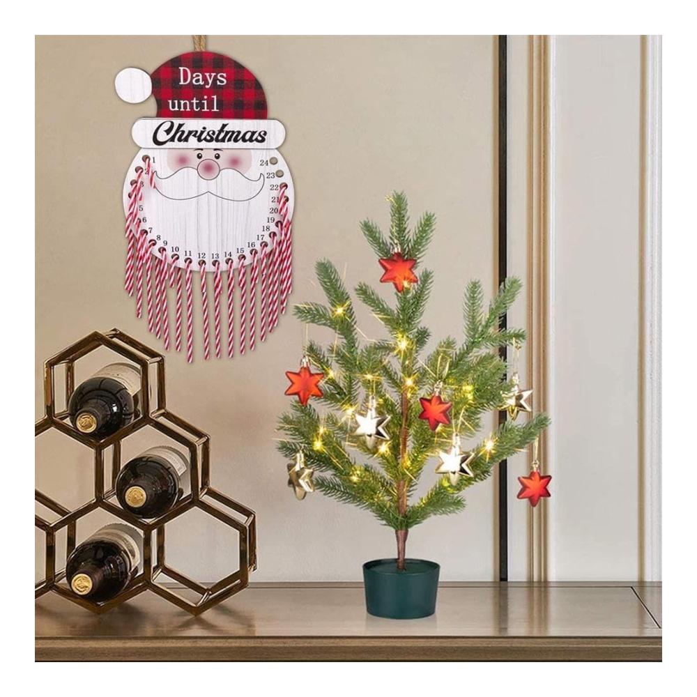Dekorativer Adventskalender Holz Weihnachtsmann Xmas Countdown Kinder Geschenke Hängende Dekoration - Weihnachtszauber für Zuhause