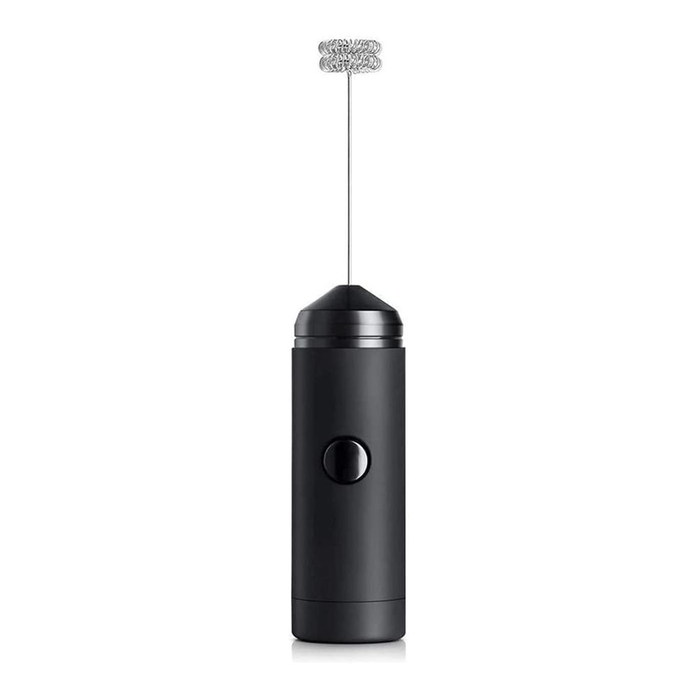 Hol dir den ultimativen Genuss Batteriebetriebener Milchaufschäumer - Edelstahl Handheld Design mit doppeltem Schneebesen Standfuß Trinkmischer Kaffee- & Fruchtmacher leistungsstarker Milchschaumhersteller in elegantem Schwarz. Perfekt für