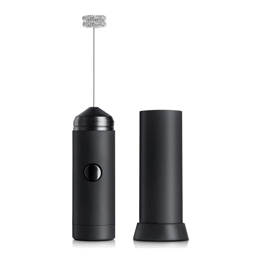 Hol dir den ultimativen Genuss Batteriebetriebener Milchaufschäumer - Edelstahl Handheld Design mit doppeltem Schneebesen Standfuß Trinkmischer Kaffee- & Fruchtmacher leistungsstarker Milchschaumhersteller in elegantem Schwarz. Perfekt für