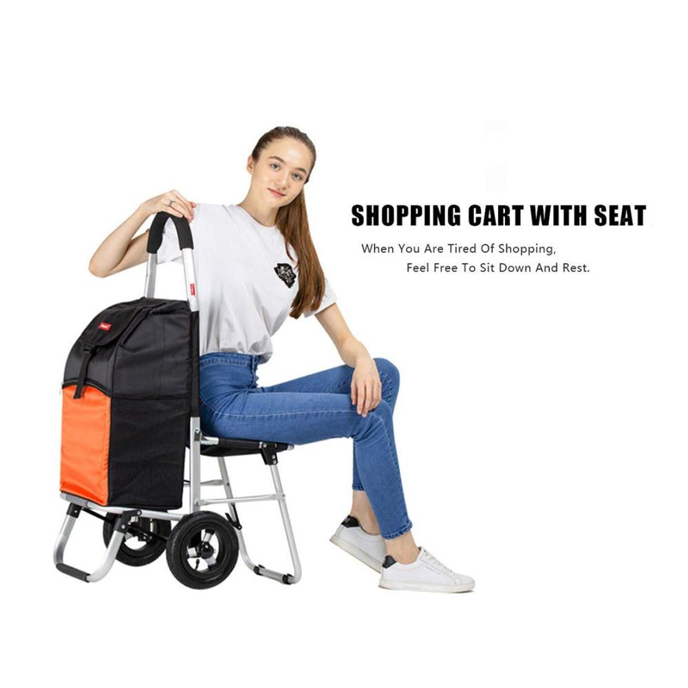 Einkaufstrolley Deluxe - 55 L Aluminiumrahmen wasserdichtes Oxford-Gewebe klappbarer Sitz abnehmbare Tasche - Perfekt für Reisen & Shopping stilvolles Pink Design