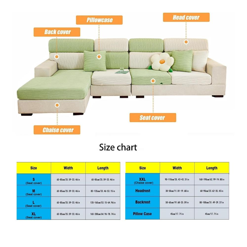 Eisseide Sofaüberwurf Kühlendes Gefühl | Stretch & wasserdicht | Rutschfeste Couch-Kissenbezüge | Universeller elastischer Bezug | Blau | Größe Sitzbezug (L