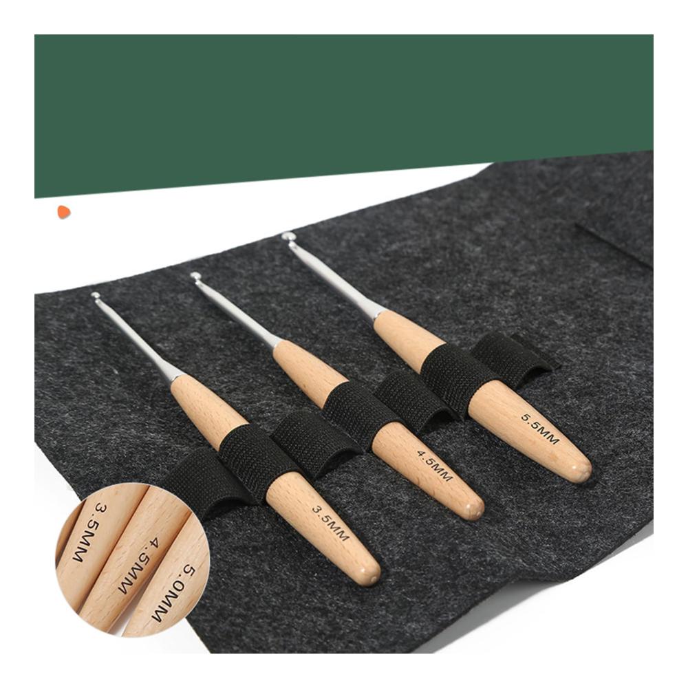 Ergonomisches Häkelnadel-Set aus Buchenholz inklusive Tasche – Ideales Strickset für Anfänger und Erwachsene – Hochwertige Häkelnadeln (13 mm bis 15 mm) mit ergonomischem Griff von Tesay