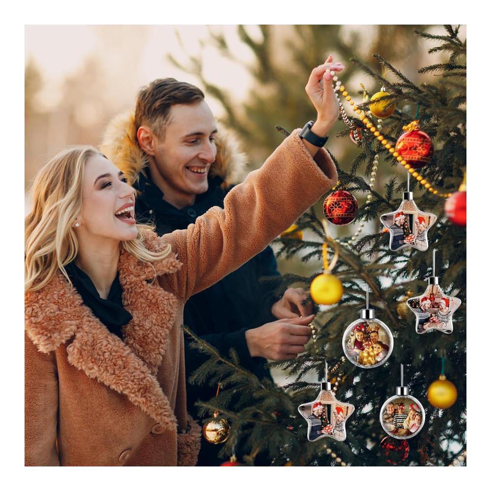 Doppelpack Personalisierte Fotokugeln Weihnachtsschmuck 2023 - Benutzerdefinierte Bilder - Ornamente für Weihnachtsbäume - Ideales Geschenk für Mutter