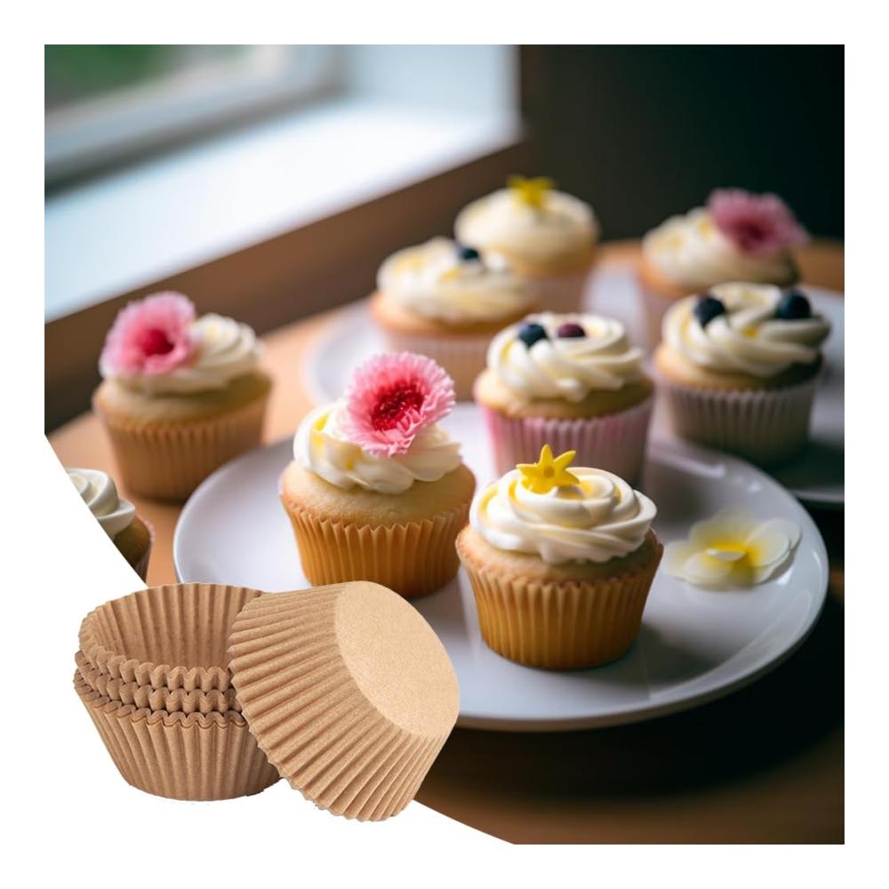 Hochwertiger Kuchenbehälter für Cupcakes - Fettdicht mit 50 Tulpenförmchen - 100 Stück Standardgröße antihaftbeschichtet - Ideales Küchen-Backzubehör für Hochzeit Geburtstag Partys