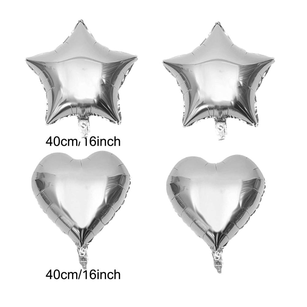 Luftballons Deluxe Set - Geburtstagsdeko Silber mit Happy Birthday Buchstaben Folienvorhängen Mylarfolie Stern & Herzform Konfetti. Perfekte Partydekoration für unvergessliche Momente