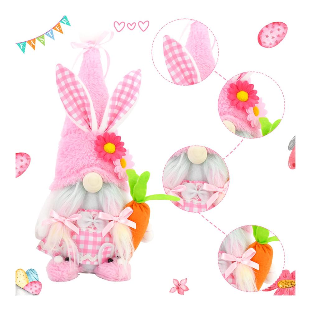 2er Set Zierschmuck Frühlingsdeko Wichtel & Osterhasen Figuren - Plüschige Osterdekoration für Frauen Mama & Hochzeitstag - Handgefertigte Geschenkidee