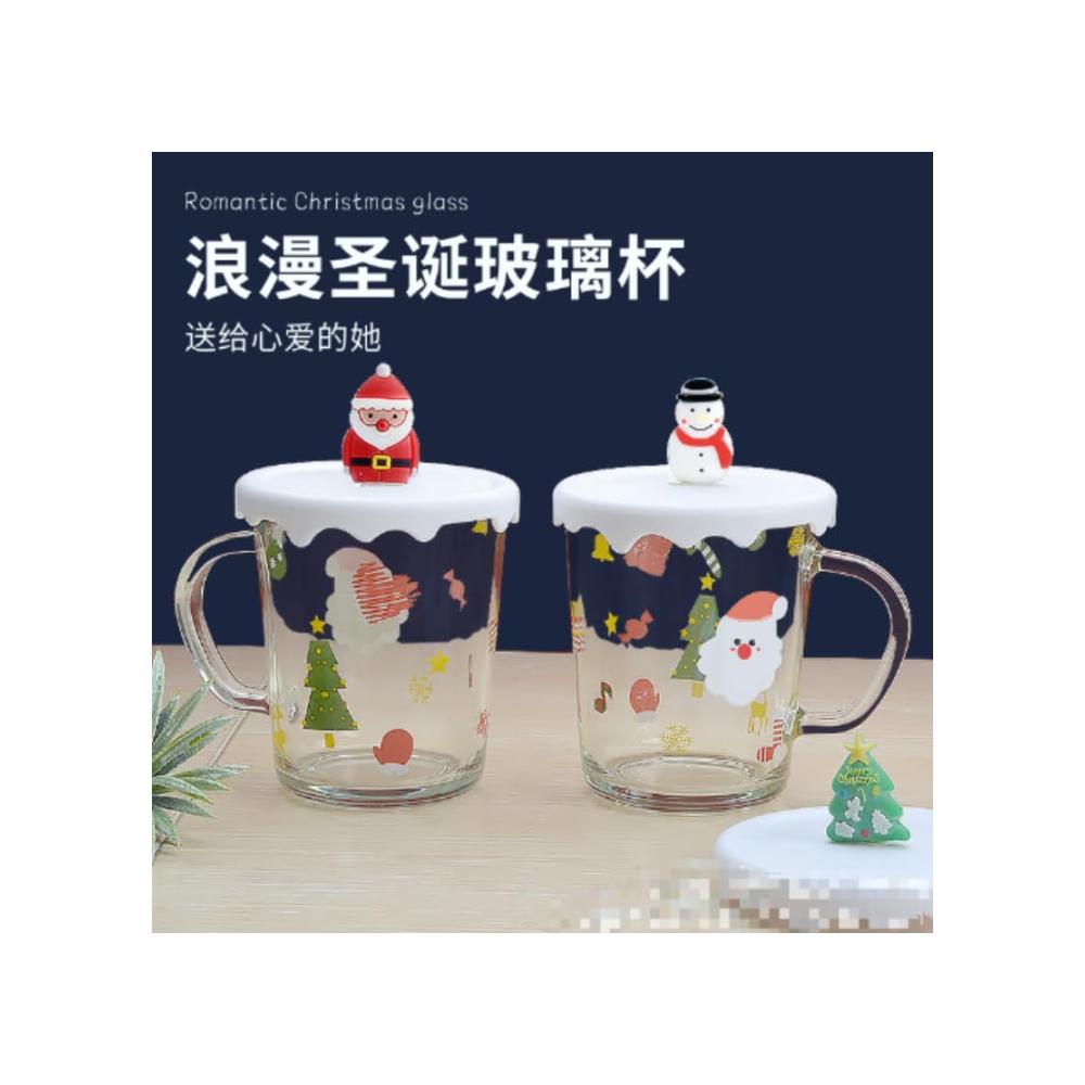 Genießen Sie Ihren Morgen mit Stil! 3D-Weihnachtsmann-Schneemann-Weihnachtsbaum-Kaffeetasse aus verdicktem Glas mit Deckel für Kaffee & Tee. Perfektes Geschenk für alle
