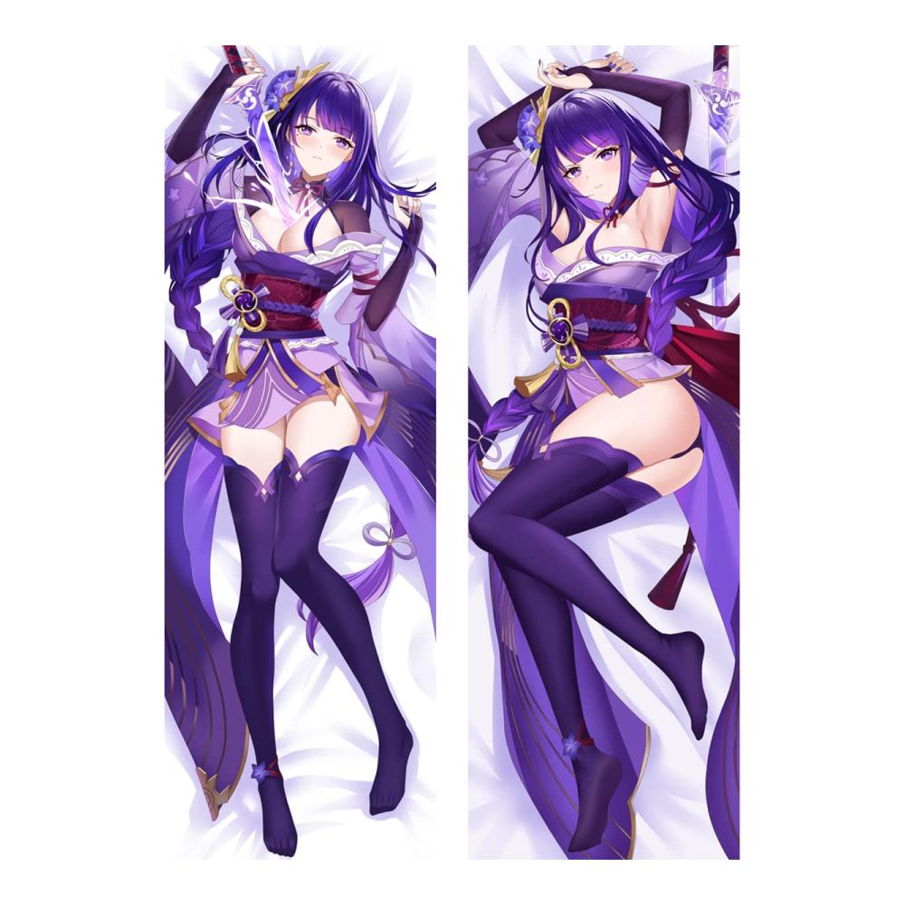 Anime Genshin Impact Raiden Shogun Dakimakura Kissenbezug - Doppelseitiger Zierkissenbezug für Umarmungskissen - Weiche Bettwäsche - Stil 08 - Perfekt für Fans