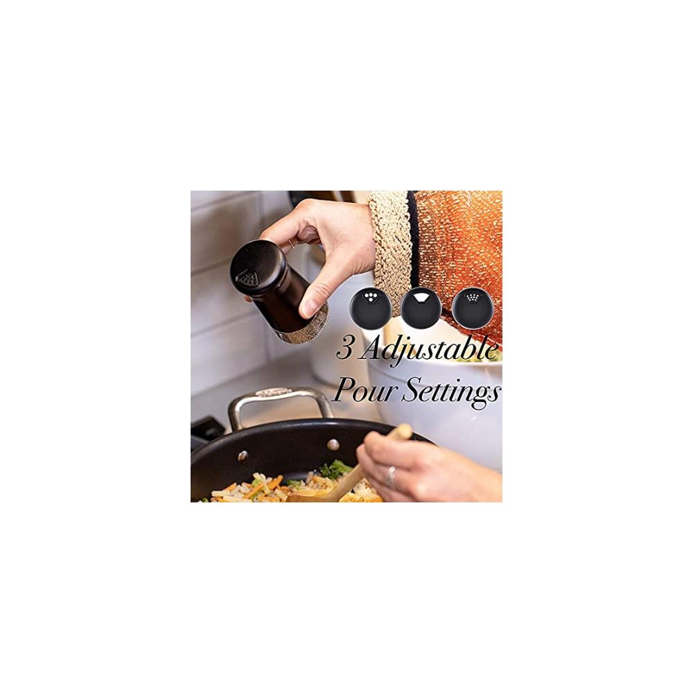 Edelstahl Salz- und Pfefferstreuer Set mit verstellbaren Ausgießlöchern - Elegante Gewürzspender für Meersalz - 2-teilig - Küchenaccessoire