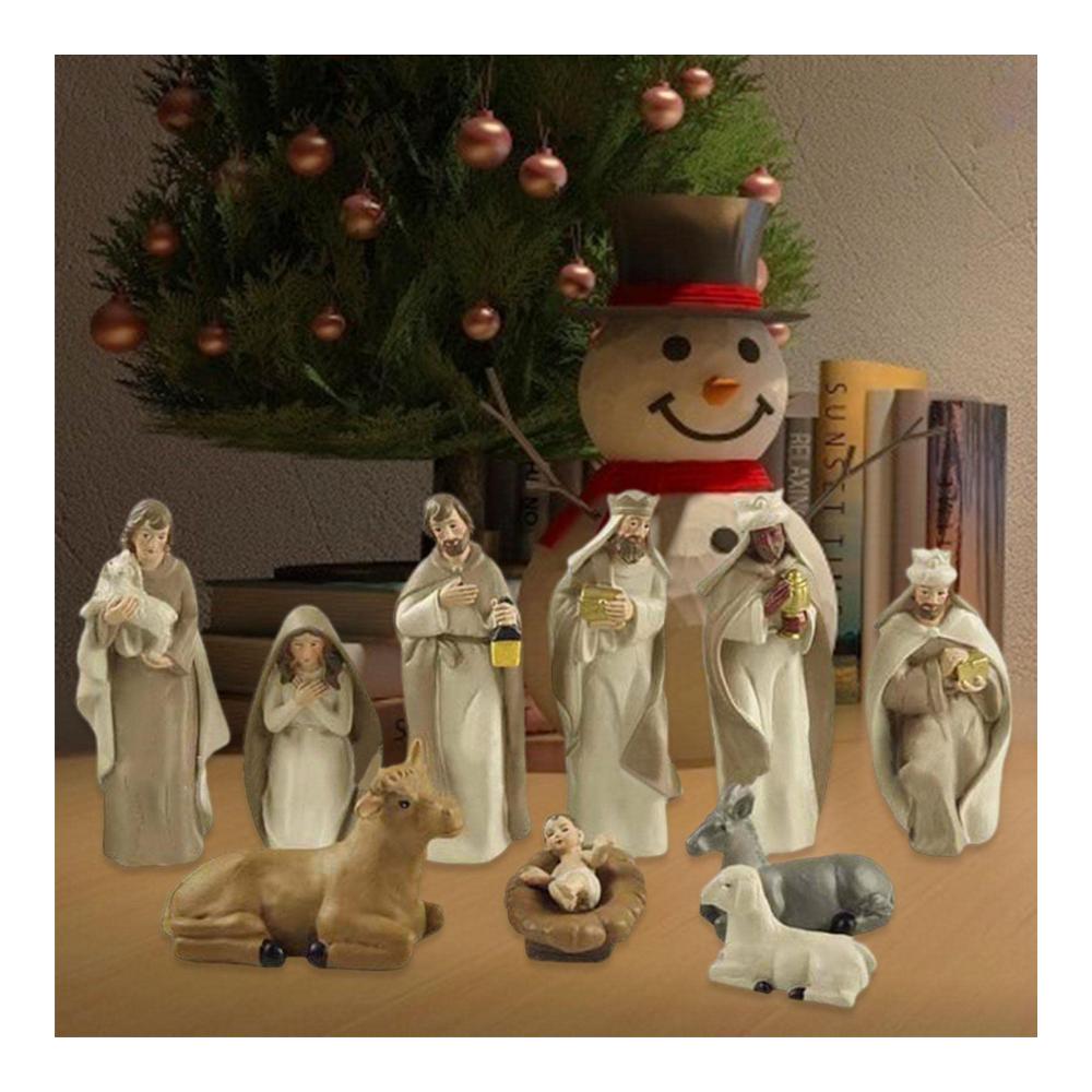 Entzückendes Weihnachtsszenen-Set mit Krippenfiguren aus hochwertigem Kunstharz - Perfektes Geschenk zur Festivaldekoration für Kinder und Erwachsene - Liebevoll gestaltete Figuren für eine magische Weihnachtsstimmung zu Hause