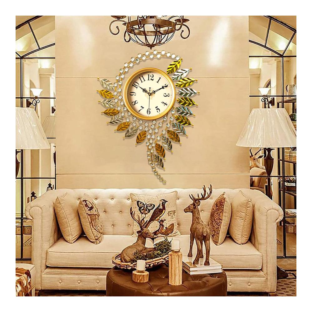 Große Goldene Wanduhr ohne Tickgeräusche | Europäisches Vintage-Design für Wohnzimmer Küche Schlafzimmer & Büro | Dekorative Wanduhr | Leise | Modernes Wanddekor | Stilvolle