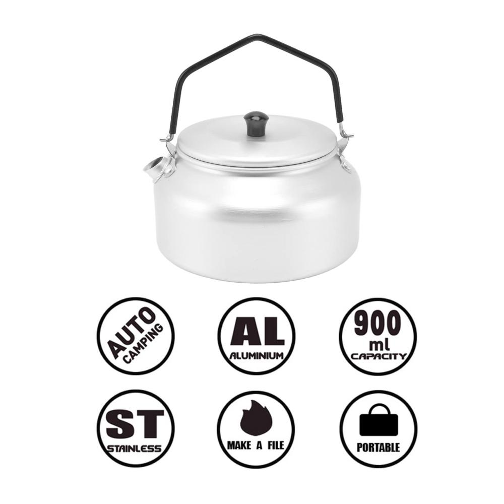 Camping-Wasserkocher aus leichter Aluminiumlegierung | Tragbarer Teekessel für Camping Grillen & Reisen | Silberne Teekanne mit Deckel für Zuhause & Outdoor-Küche | Praktische Kaffeekanne