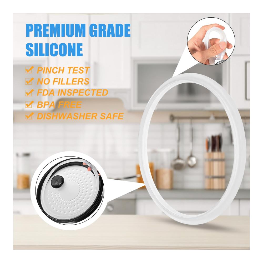 Premium Silikon Dichtungsringe Set für Schnellkochtöpfe - 3-teiliges Zubehör mit 22cm Innendurchmesser - Passend für 3L 4.5L 6.5L 8.5L Druckkochtöpfe - Hochwertige Kochzubehör