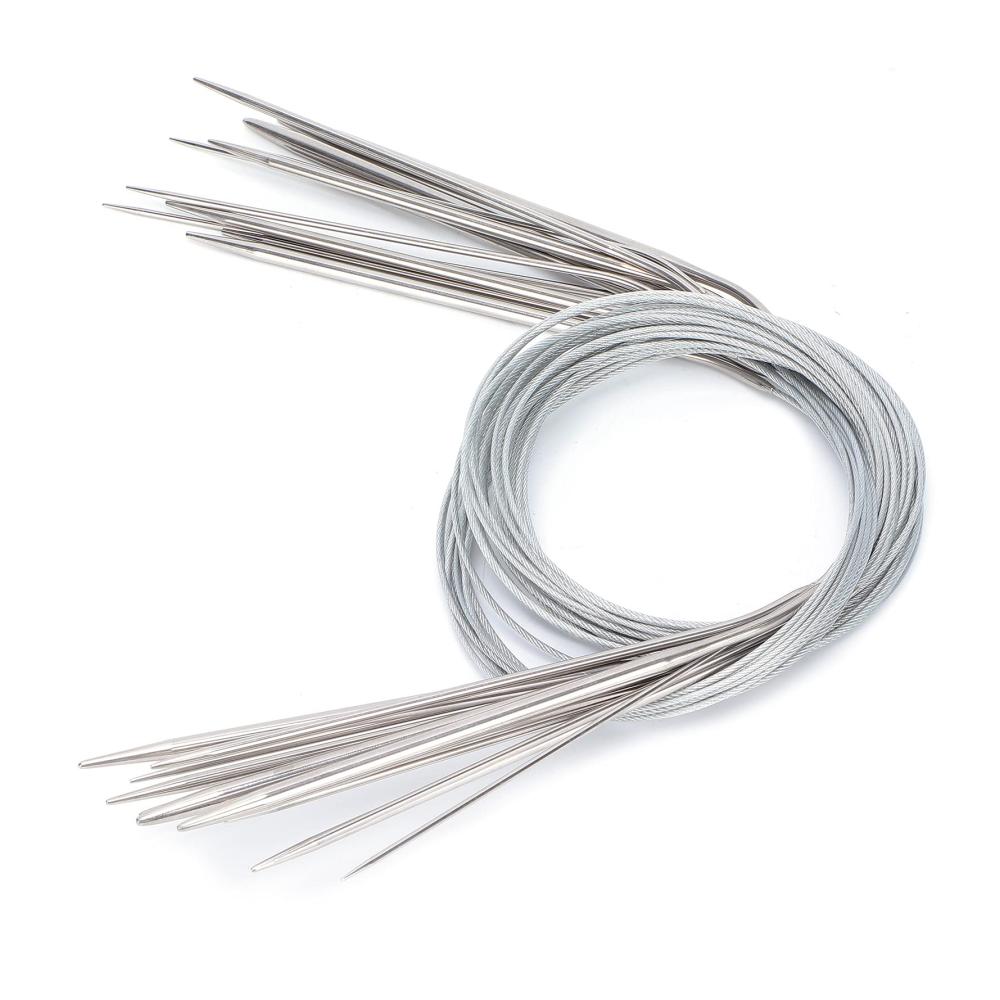 Stricknadeln-Set mit 11 Rundstricknadeln Größen von 15–5 mm hochwertiger Edelstahl ideales Rundes Metall-Set für Mutter und Großmutter Doppelspitze (80 cm) - Perfekte Strickerfahrung