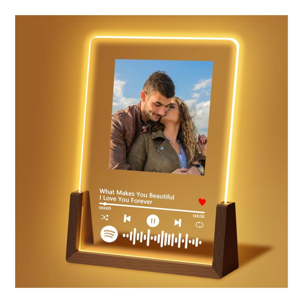 Entdecken Sie unsere personalisierte LED-Lampe mit konservierten Blumen - Einzigartiges Valentinstagsgeschenk für Paare - Romantische Geschenke für sie/ihn - Individualisiertes Spotify-Schild inklusive