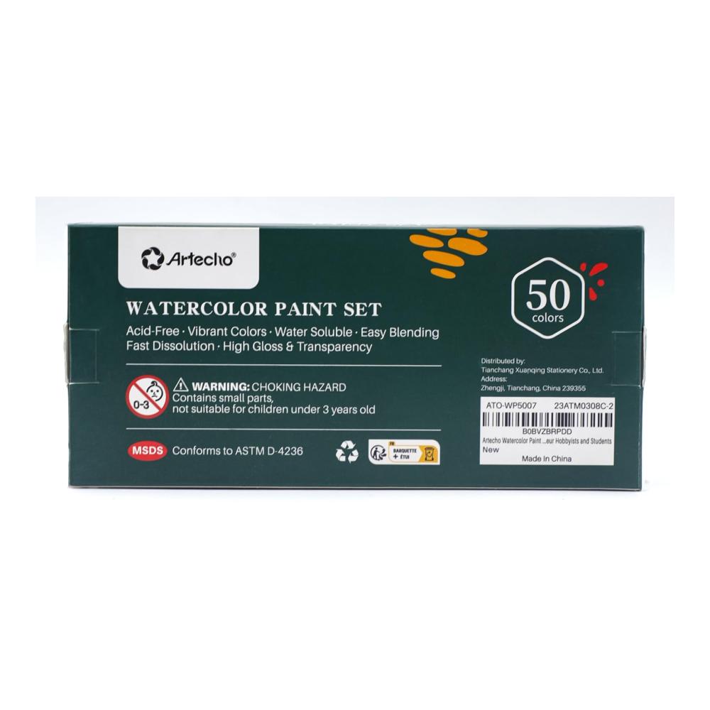 Aquarellfarben Set 50 brillante Farben in praktischer Box | Inklusive 4 fluoreszierende Wasserfarben Aquarellpapier Pinsel & mehr | Ideal für Künstler & Hobbyisten | Hochwertige Farben & Lacke