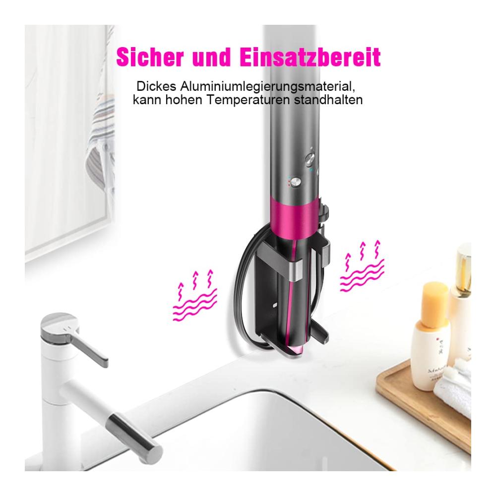 Organizer Deluxe Haartrocknerhalter Wandhalterung für Dyson Airwrap Glätteisen Glättbürste & mehr - Bohrfrei & Hochtemperaturbeständig. Perfekte Aufbewahrung & einfacher Zugriff auf Styling-Zub