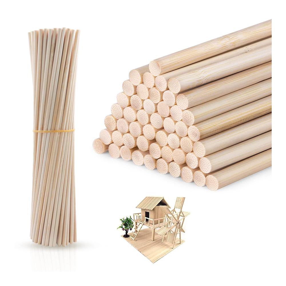 BITEFU 200x Holzstäbe 30cm × 5mm - Basteln & Modellbau leicht gemacht! Runde Bambus Stäbchen für kreative Handwerksprojekte & Dekoration - Holzbearbeitung und DIY Zubehör inklusive
