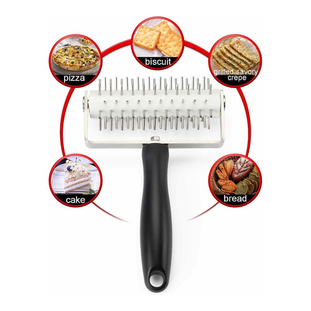 Professioneller Pizzaschneider und Teigroller - Müheloses Schneiden Verhindert Blasenbildung - Robustes ABS-Material - Ideal für Pizza und Gebäck in der Küche