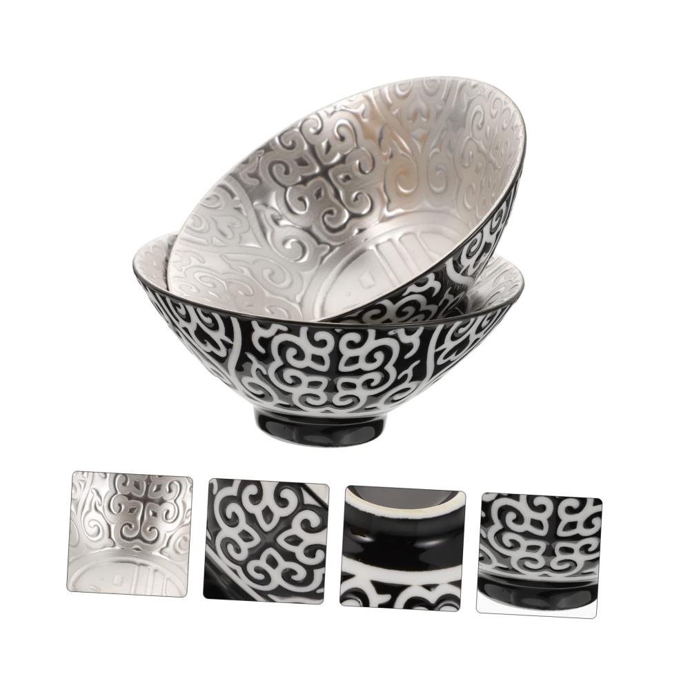 Elegante Teetassen-Set 2 Vintage-Keramik-Trinkbecher für lose Blatt-Tee mit antikem Dekor und vergoldetem Silber - Perfekt für Teeliebhaber zu Hause