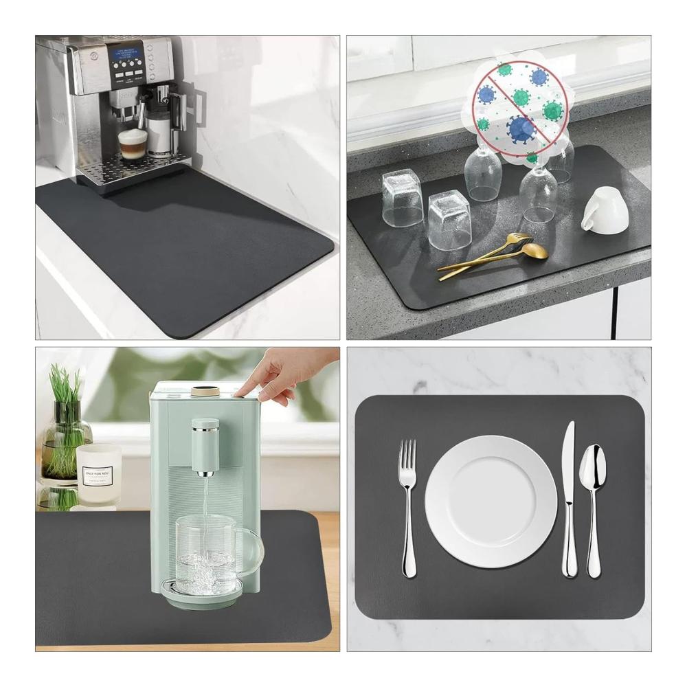 Entdecken Sie die Vielseitigkeit mit unseren Platzsets Kaffeematte Tropfbrettmatten | Schnell trocknend super saugfähig & rutschfest | Schwarz | 40x50cm