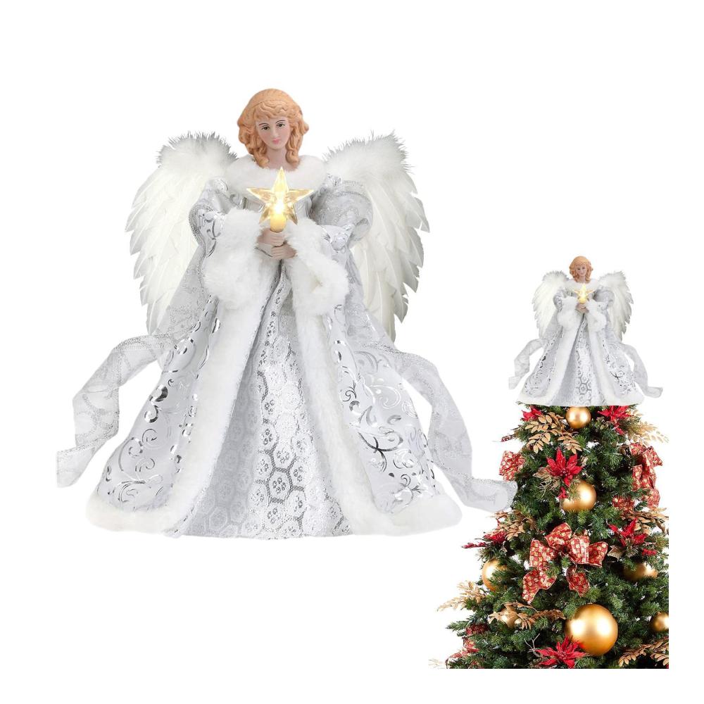 Weihnachtsbaumspitze Engel | Rustikaler Engel Anhänger | Bezaubernde Engelsstatue für Weihnachtsbaumdekoration | Einzigartige Spitzenverzierung