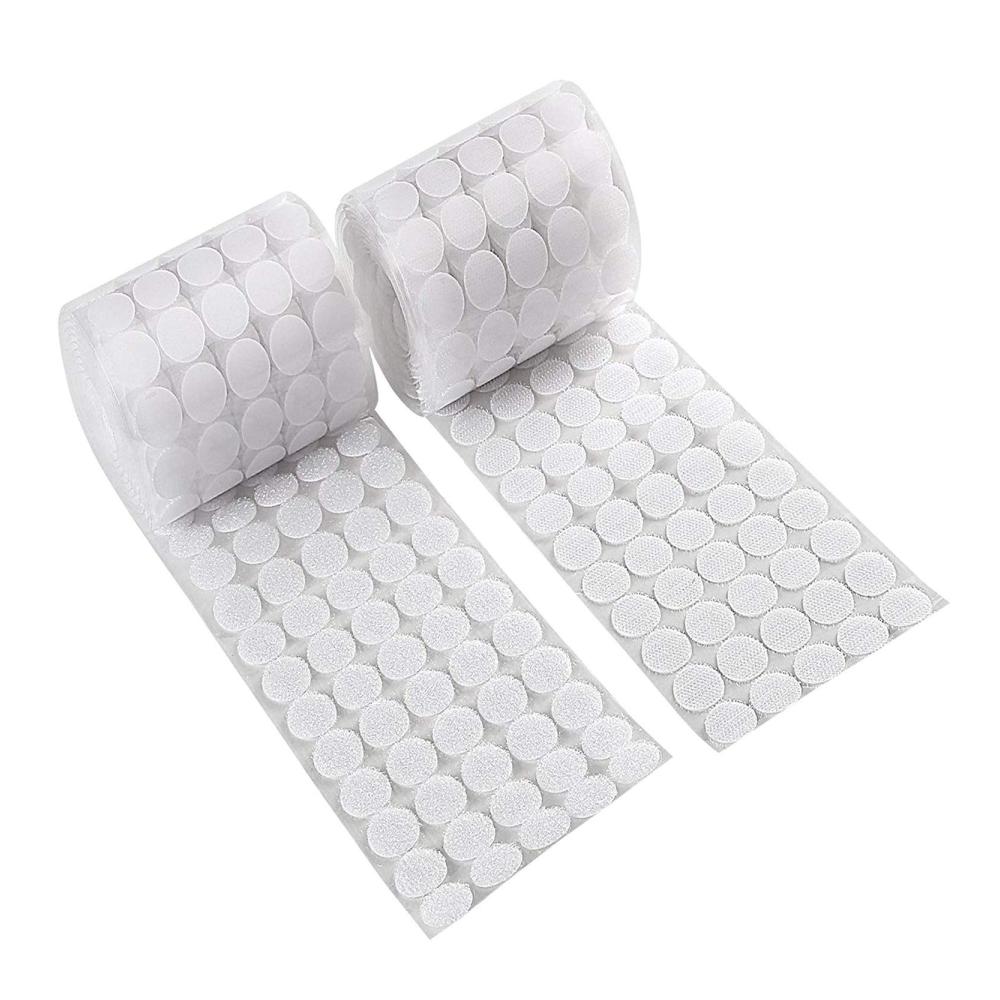 JANYUN 640 Stück Klettpunkte Selbstklebend - Extra stark haftende Doppelseitige Klettverschlüsse - 20mm Runde Klettbänder für Handwerk und Organisation - Weiße Selbstklebende Punkte inklusive