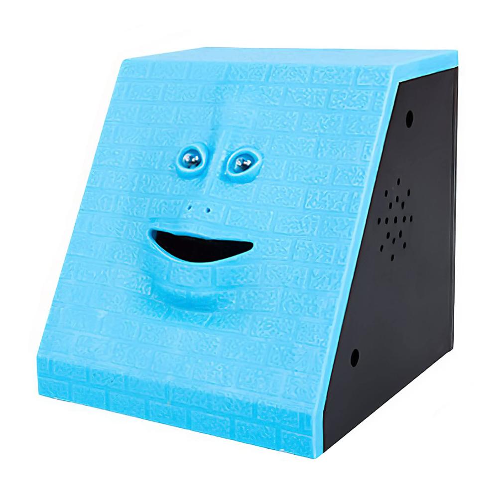 Kinderzimmer Deko Lustige Gesichtsbank Spardose - Automatisches Münzen-Essen & Musikspiel - Tolles Geschenk für Kinder - Batteriebetrieben (Blau