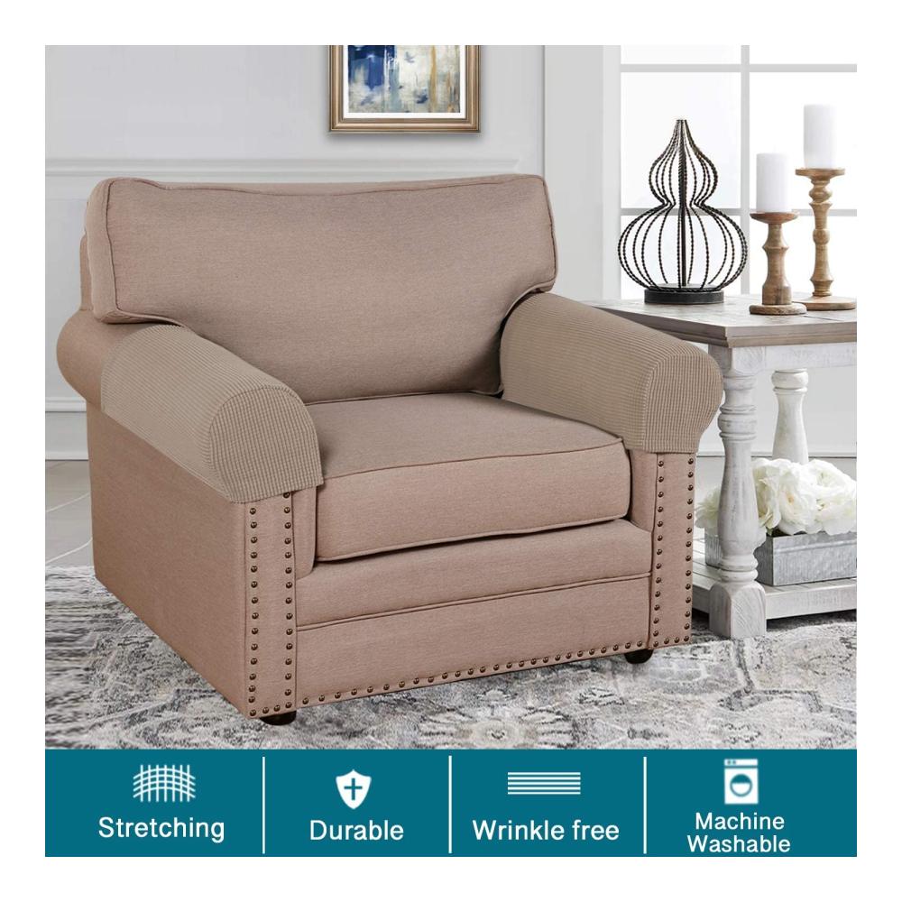 Entdecken Sie Luxus mit unseren eleganten Sofaüberwürfen – Stretch-Armlehnenbezüge aus hochwertigem Spandex für Stühle Couch Sofa und Sessel. Schützen Sie Ihren Liegestuhl mit diesen schicken Schonbezügen. Unsere 2-teiligen Armlehnenschutzbezüge sind perfekt für Familien mit Hunden und Katzen. Geben Sie Ihrem Sofa einen neuen Look und lassen Sie es gleichzeitig vor Kratzern und Flecken geschützt sein. Stilvoll bequem und tierfreundlich – die ideale Lösung für Ihr