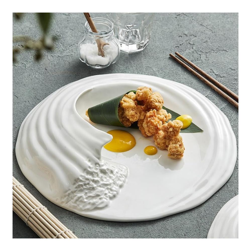 Exquisite Hailang Stereoskopisches Keramikgeschirr Austernteller Set - Hochwertiges Kaltgeschirr für Westliche Speisen - 12 Stück Weißes Geschirr für Hotel & Zuhause