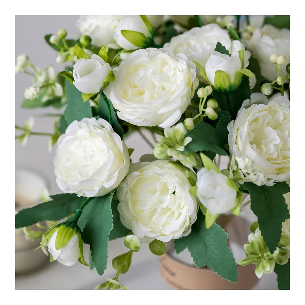 4 Bündel Pfingstrose Künstliche Blumen | Elegante Weiße Seidenpfingstrosen | Perfekt für Hochzeiten Partys & Heimdeko | Langlebige Blumensträuße & Tischaufsätze