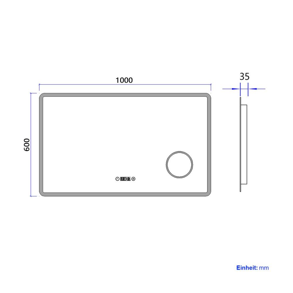 Wandspiegel Badspiegel mit Beleuchtung 100x60cm LED & Vergrößerung | Touch-Schalter Uhr Dimmbar | Badezimmerspiegel Warmweiß/Kaltweiß/Neutral | Moderner Lichtspiegel für stilvolles Ambiente