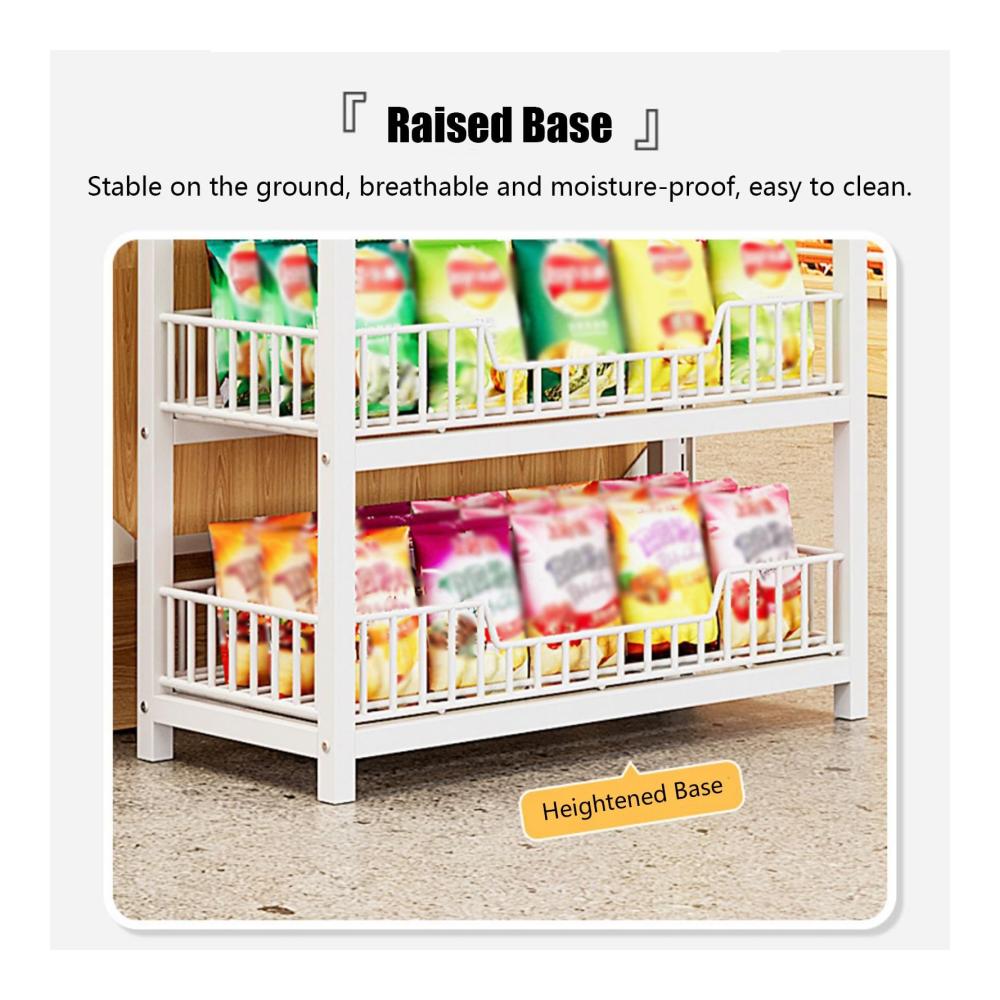 Effiziente Küchenorganisation 4/5-stufiger Metallregal-Ständer mit Haken für Snacks Obst und Gemüse. Platzsparende Aufbewahrungslösung für die Speisekammer. (Farbe Schwarz Größe 4 Tier 50x27x146cm