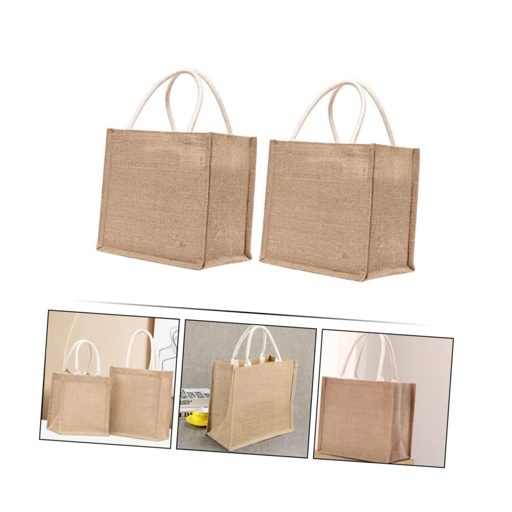 2er Set Einkaufstaschen aus Leinen – Nachhaltige Totebags für umweltbewusste Einkäufer | Multifunktionale Taschen für Geschenke und den täglichen Gebrauch | Robuste Jute Geschenktaschen inklusive