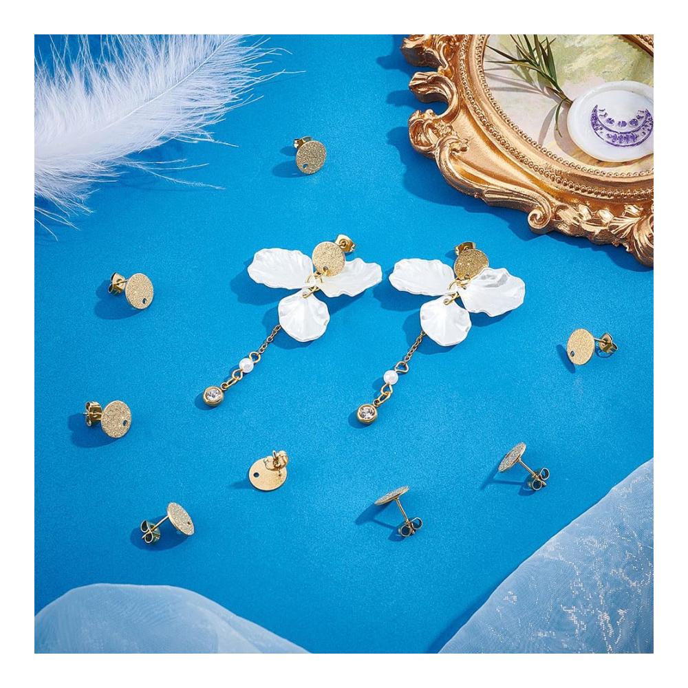 30 Stück Ohrhaken aus Edelstahl | Hypoallergene Ohrringverschlüsse | Ideale Basis für selbstgemachten Schmuck | Goldene Ohrstecker mit Ösen | Perfekt für Ohrring-Herstellung