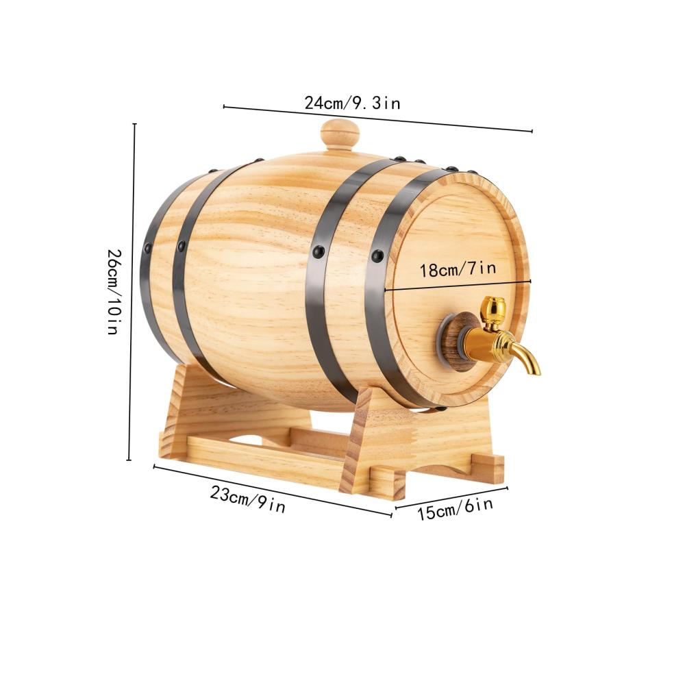 Entdecken Sie das Ultimative Cocktail-Sets 3L Weinfass & 0.8 Gal Holz Whiskey Fass mit Ständer Spund und Zapfhahn. Perfekte Cocktail Maker Maschine für die Reifung von Whiskey Cocktails Tequila Bier und Wein. Ideale Geschenke für Papa