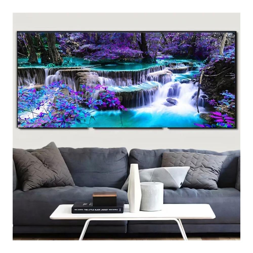 5D Diamant Painting Set XXL 120x60cm - Wasserfall Landschaft - Vorbedruckte Sets für DIY Stickerei Kreuzstich - Kunst Malerei Kit für Erwachsene - Deko für Wohnzimmer
